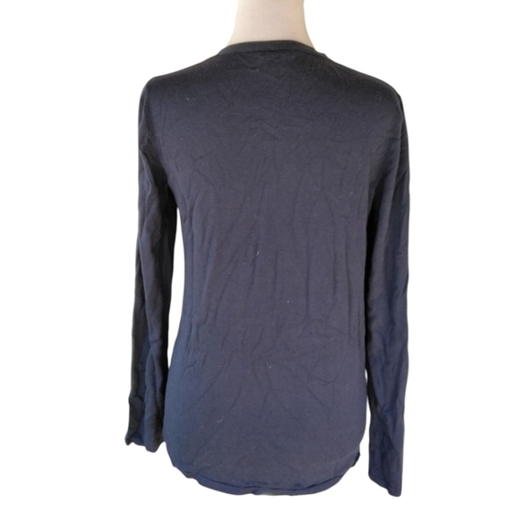 J. Jill Long Sleeve Navy Blue Henley Cotton Silk Cashmere Blend Size Small - Picture 4 of 8